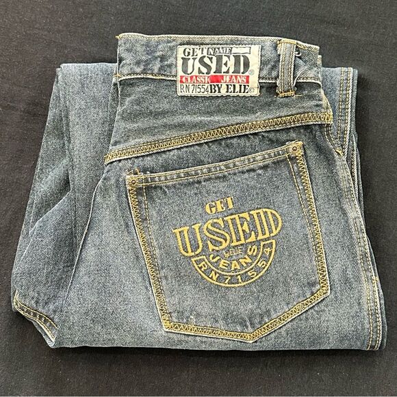 80's Vtg GET USED by Elie Denim Jeans High Waist Tapered Baggy Style Women's 28 - Picture 1 of 9
